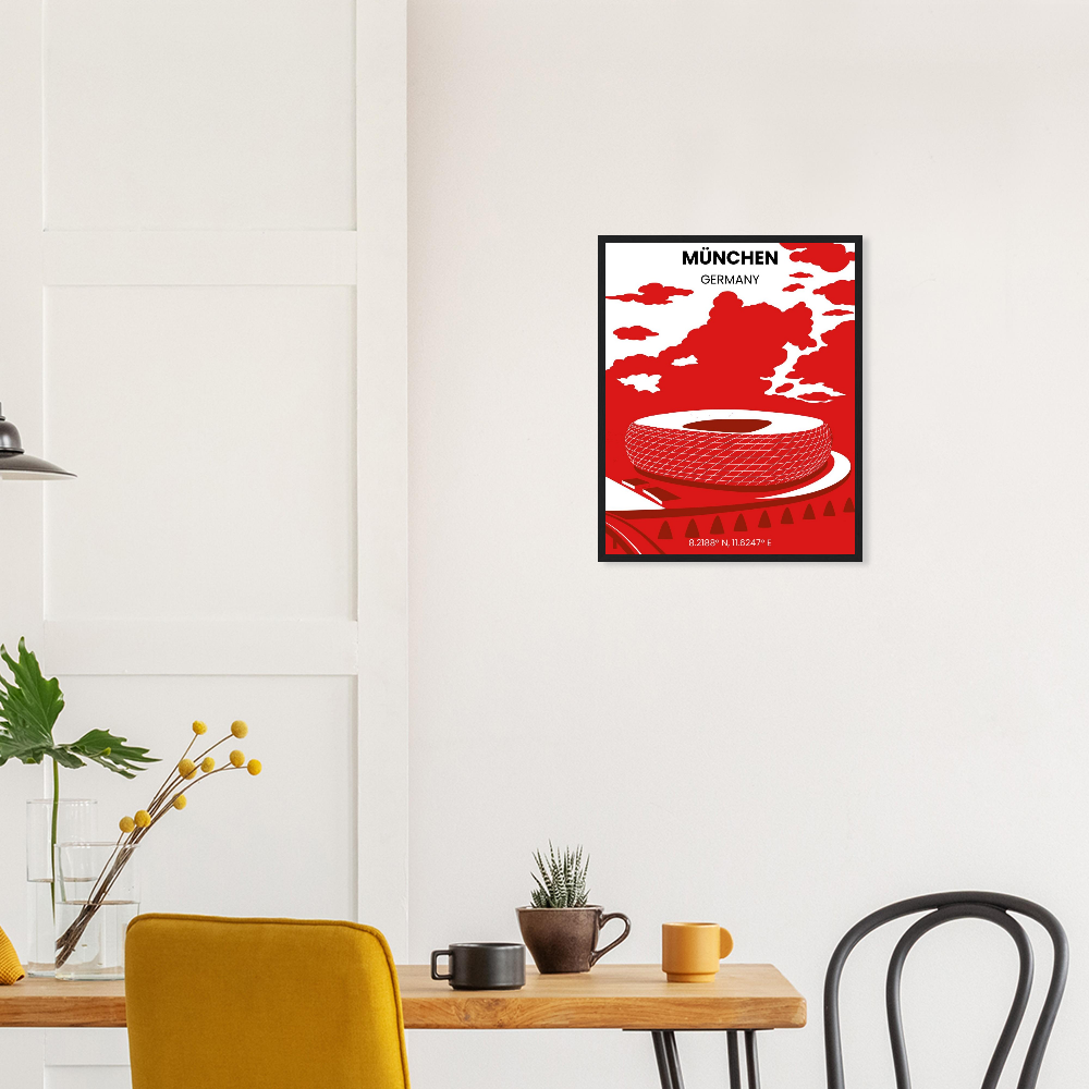 Stadion Illustration Poster München Line-Stil - WALLSTREET Design