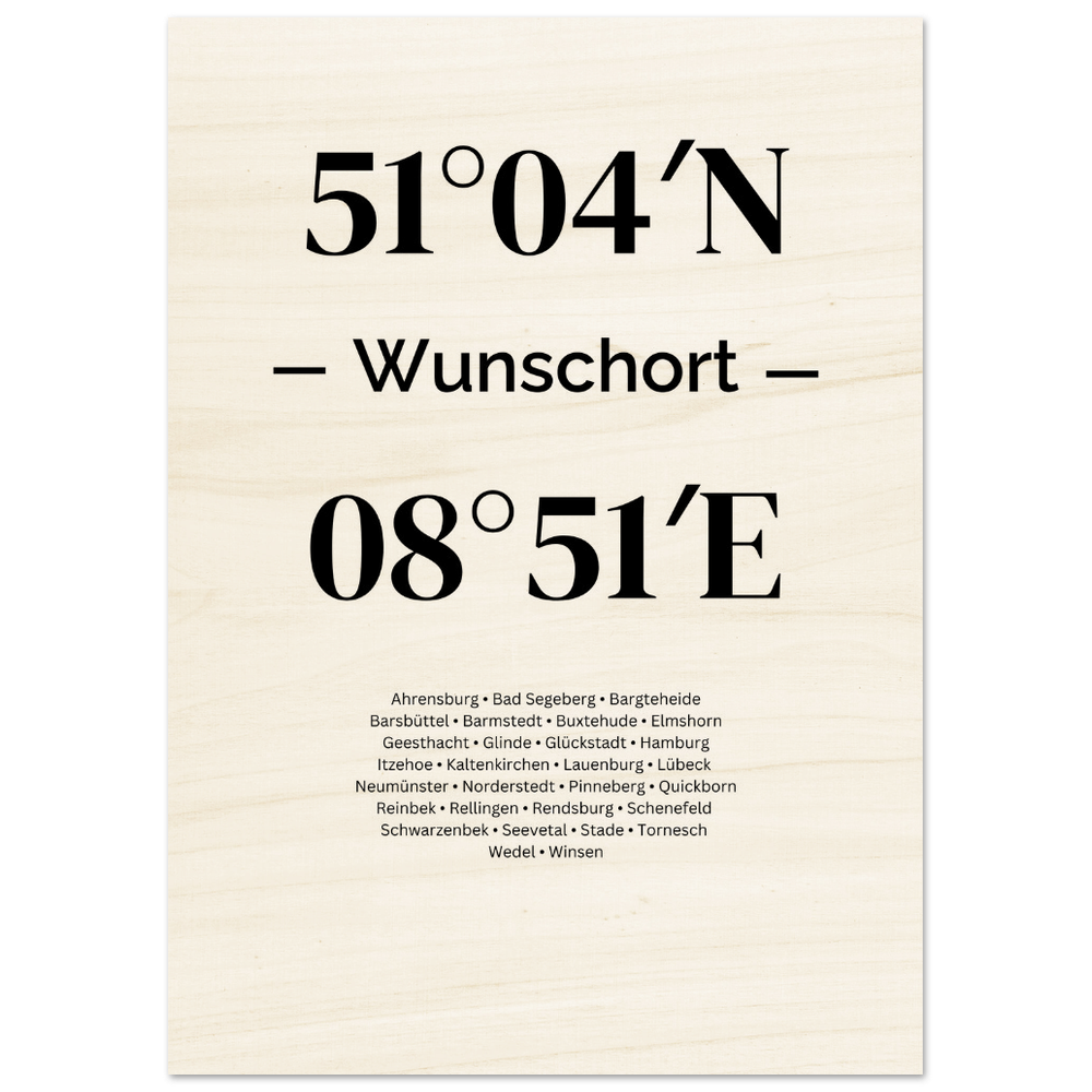 Koordinaten Poster Wunschort