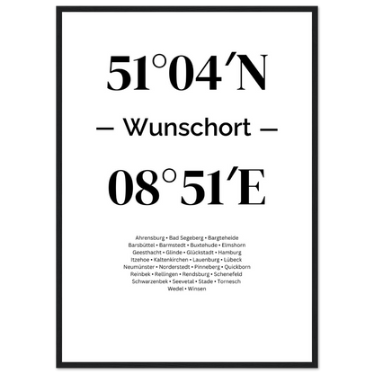 Koordinaten Poster Wunschort
