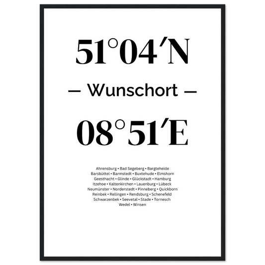 Koordinaten Poster Wunschort