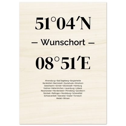 Koordinaten Poster Wunschort