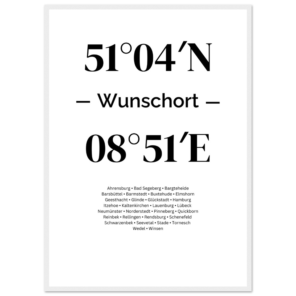 Koordinaten Poster Wunschort