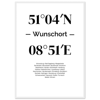 Koordinaten Poster Wunschort